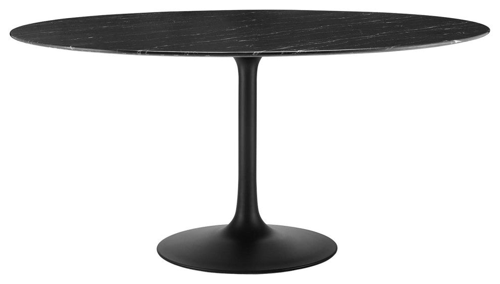 Modway Lippa 60" Artificial Marble Dining Table, Black Black