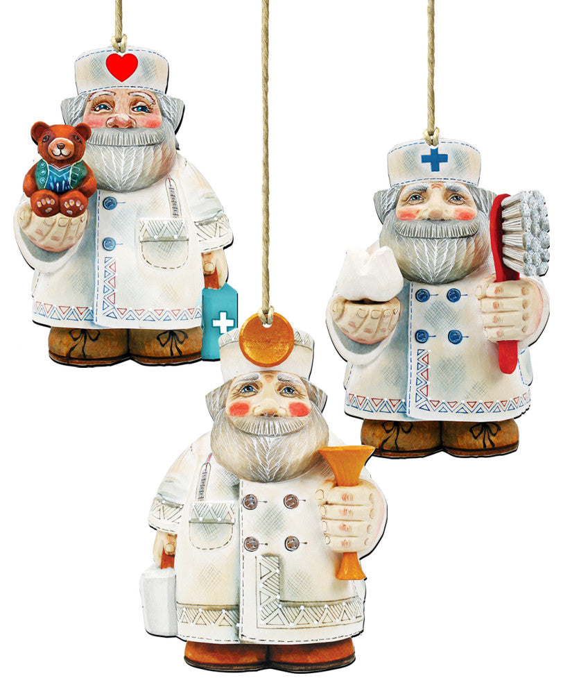 Appreciation Santa Wooden Ornament Set of 3