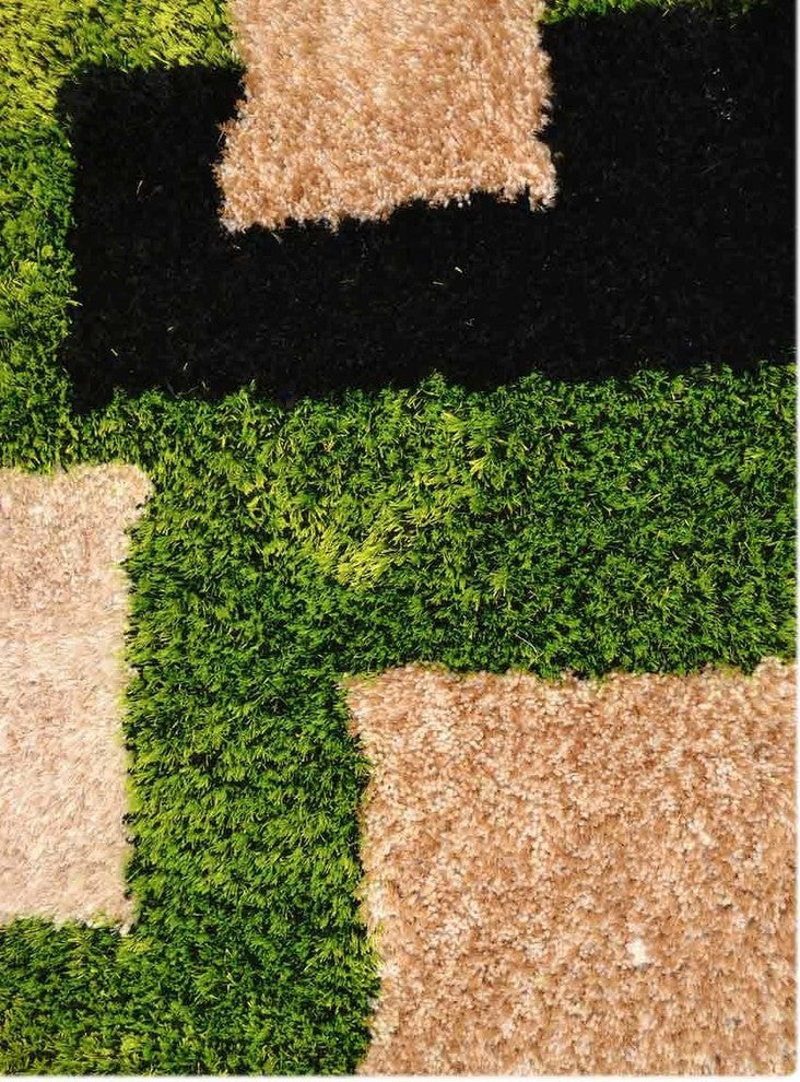 Shaggy Hand Tufted Geometric Oriental Area Rug, Multi, 6x9''