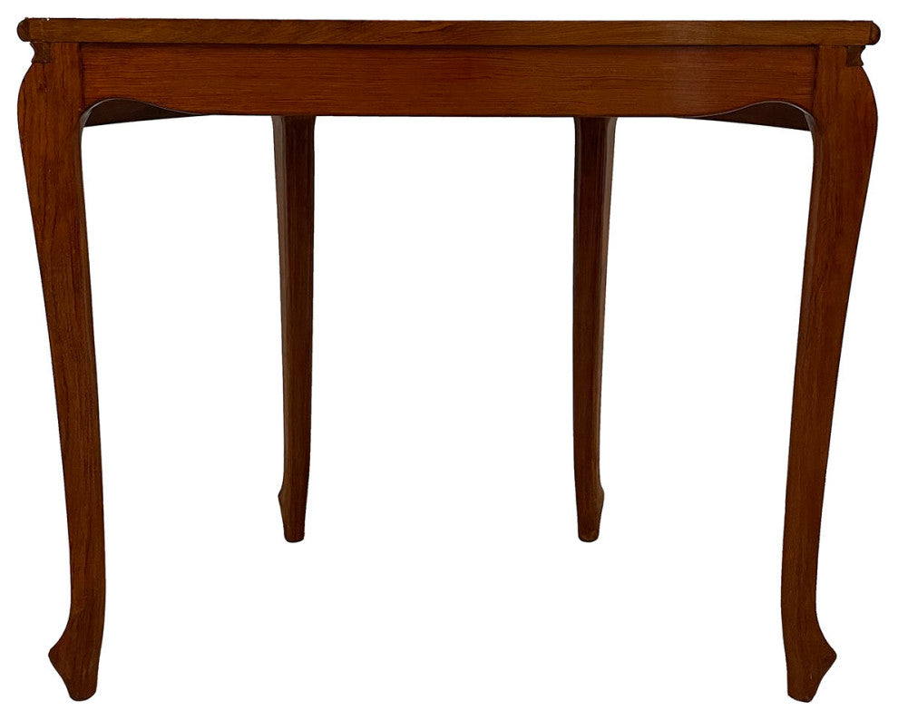 Consigned 20th Century Chinese Rosewood Half Moon Table w/Mother of Pearl inlay