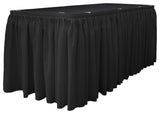 LA Linen Polyester Poplin Table Skirt, Black, 252"x29"