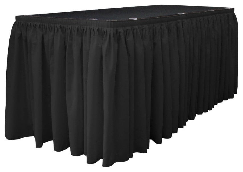 LA Linen Polyester Poplin Table Skirt, Black, 252"x29"
