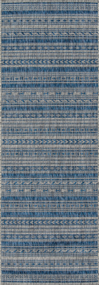 Novogratz by Momeni Villa Tuscany Blue Indoor Outdoor Rug 2' X 6' Runner