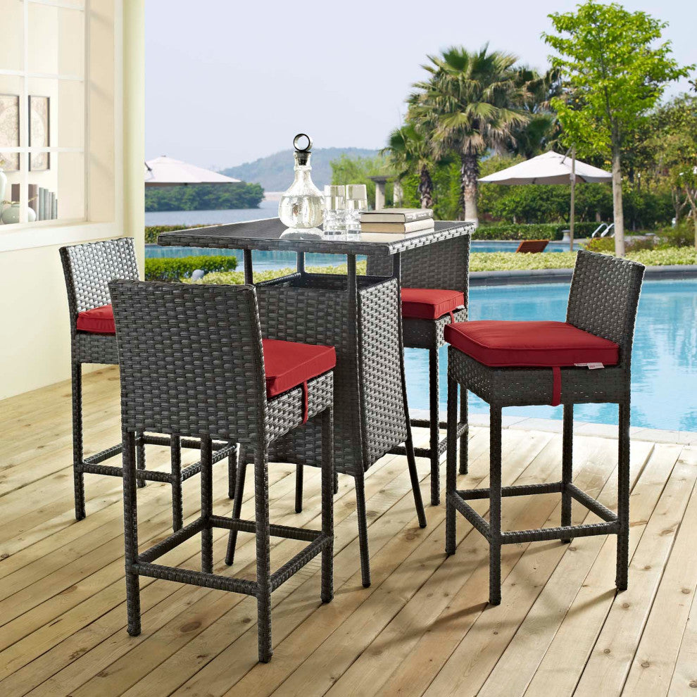 Sojourn 5 Piece Outdoor Patio Sunbrella Modern Pub Set