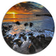 Sunset Over Rocky Ocean Shore, Landscape Art Round Wall Art, 23"