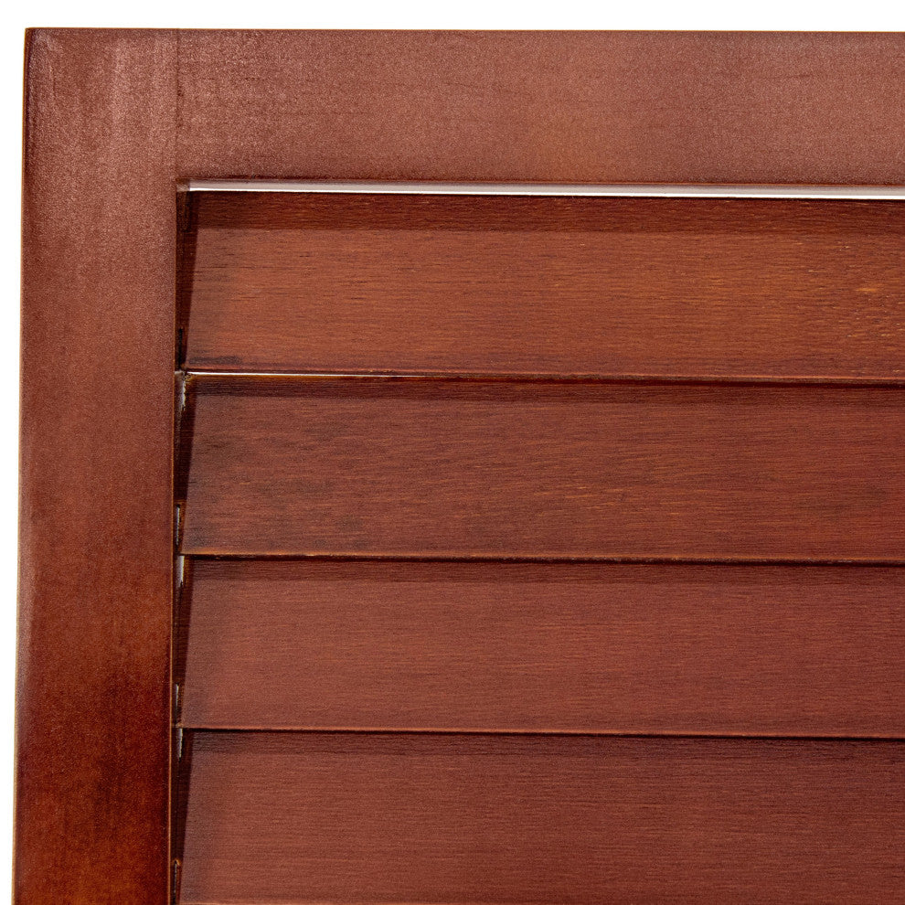 6' Tall Wooden Louvered Room, Walnut, 4 Panel
