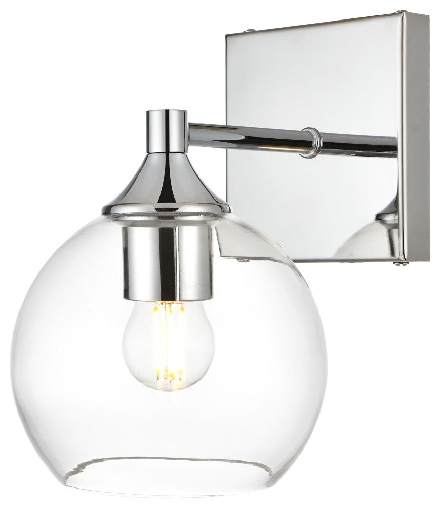 1 Light Chrome And Clear Bath Sconce