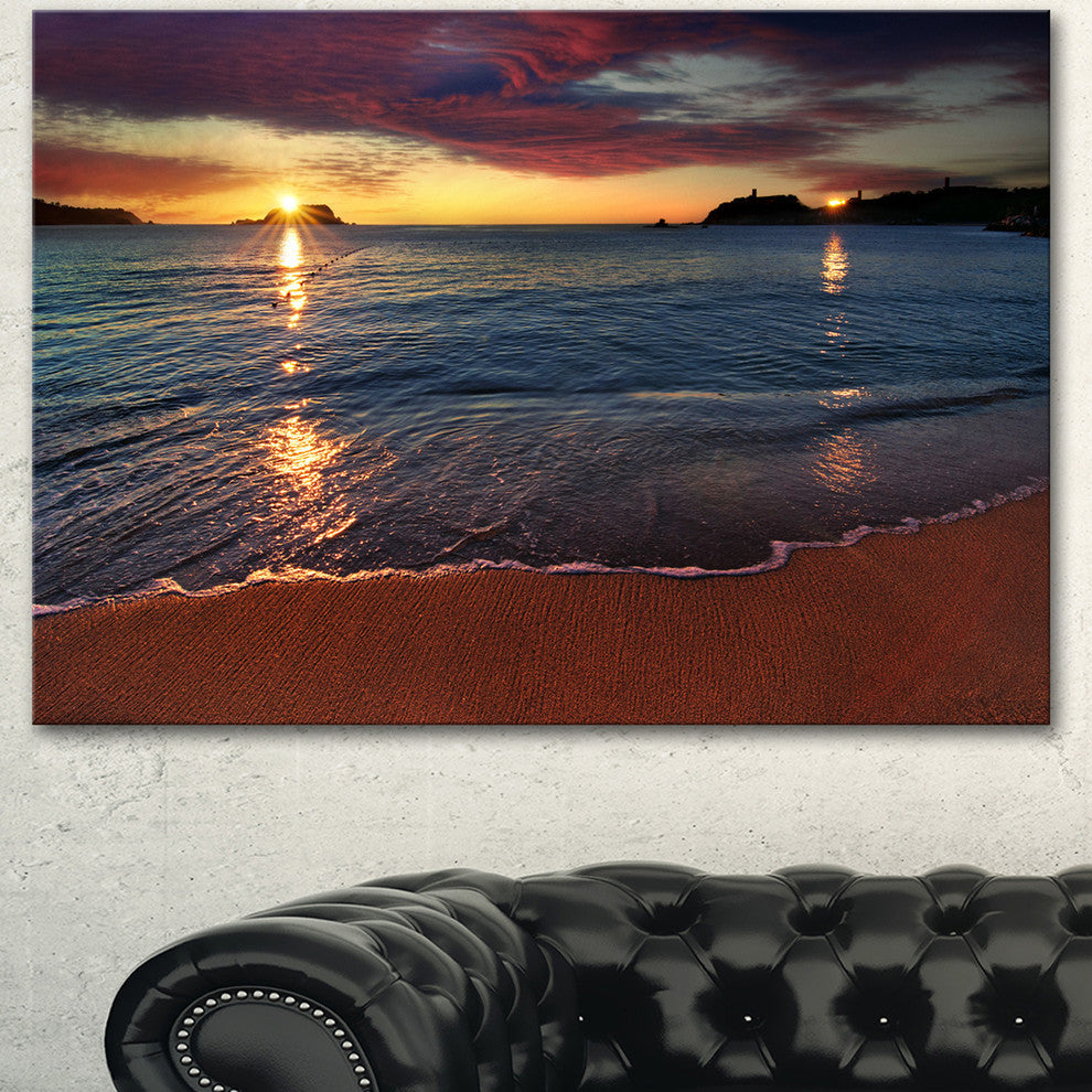 Beautiful Clear Seashore at Sunset, Seashore Canvas Art Print, 40"x30"