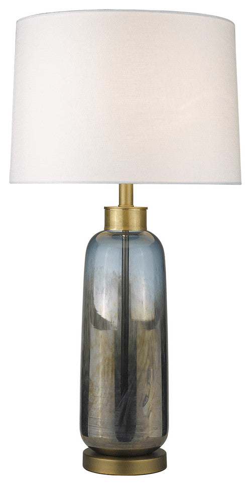 31" Brass Metal Table Lamp With White Empire Shade