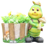 Cute Green Caterpilar With Flower Pot