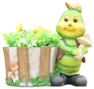 Cute Green Caterpilar With Flower Pot