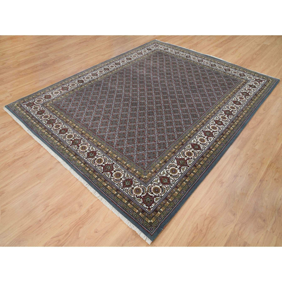 Black Coral Gray 175 KPSI Herrita Design Pure Wool Hand Knotted Rug 8'1"x10'