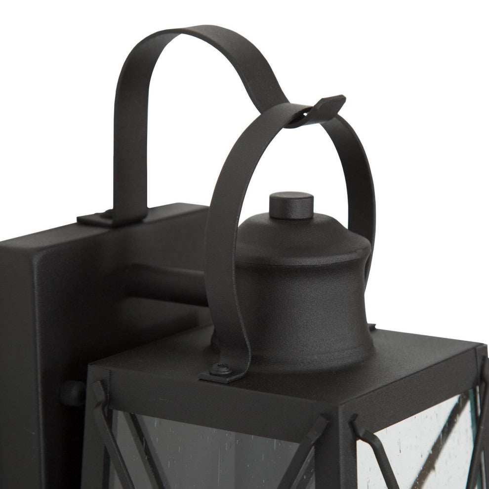 LNC 1-Light Modern Farmhouse Black Outdoor Wall Light With Glass Shade