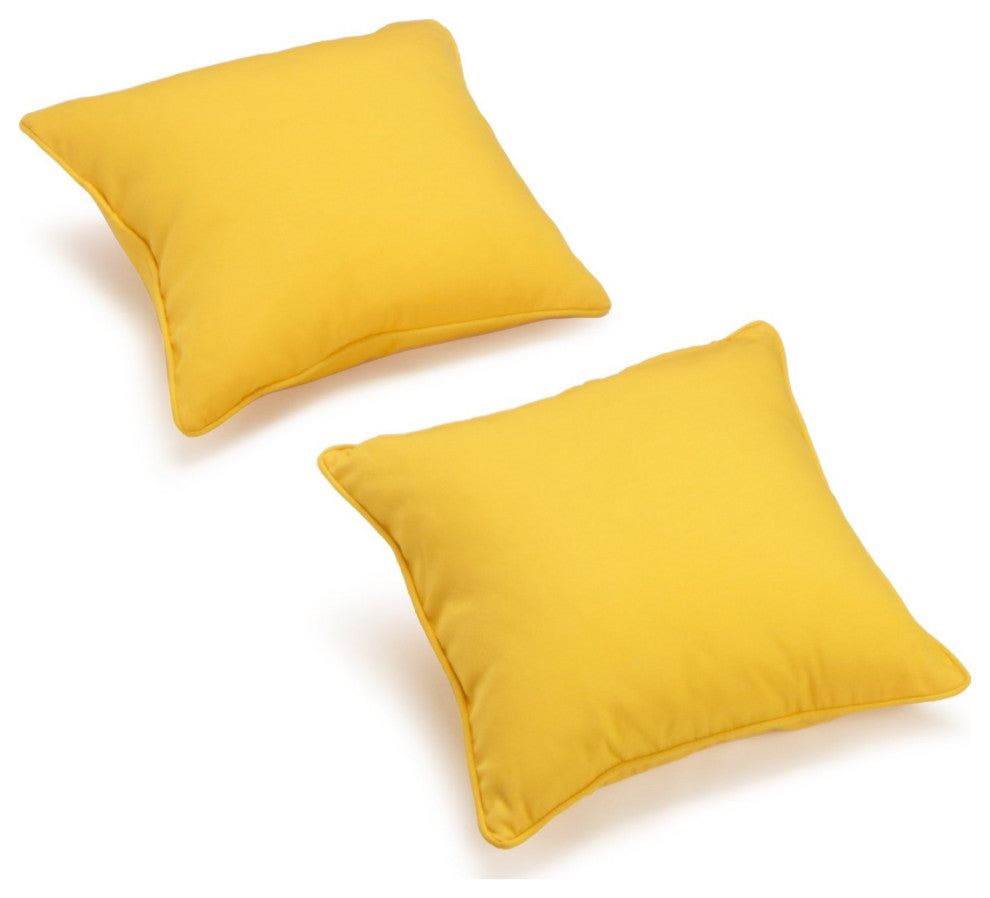18" Double-Corded Solid Twill Square Throw Pillows, Set of 2, Sunset