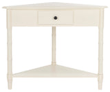 Safavieh Gomez Corner Table With Storage Drawer, Distressed Cream