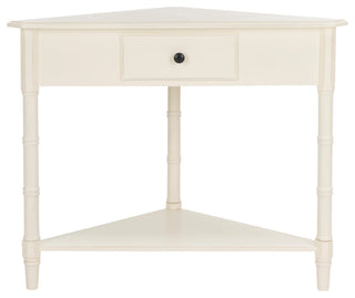 Safavieh Gomez Corner Table With Storage Drawer, Distressed Cream