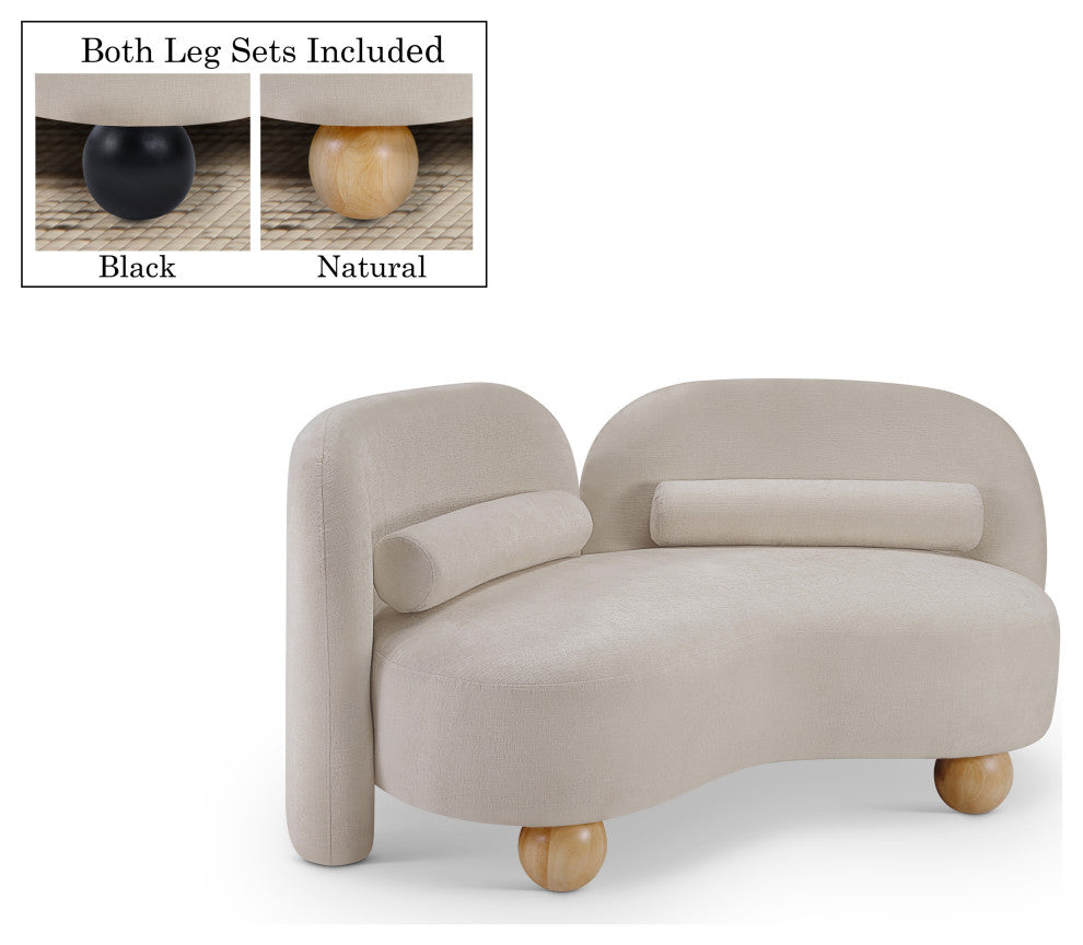 Daphne Upholstered Chair/Loveseat/Sofa, Beige, Chenille Fabric, Loveseat