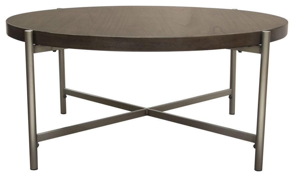A2od 40" Round Cocktail Table With Brushed Metal Base, Silver