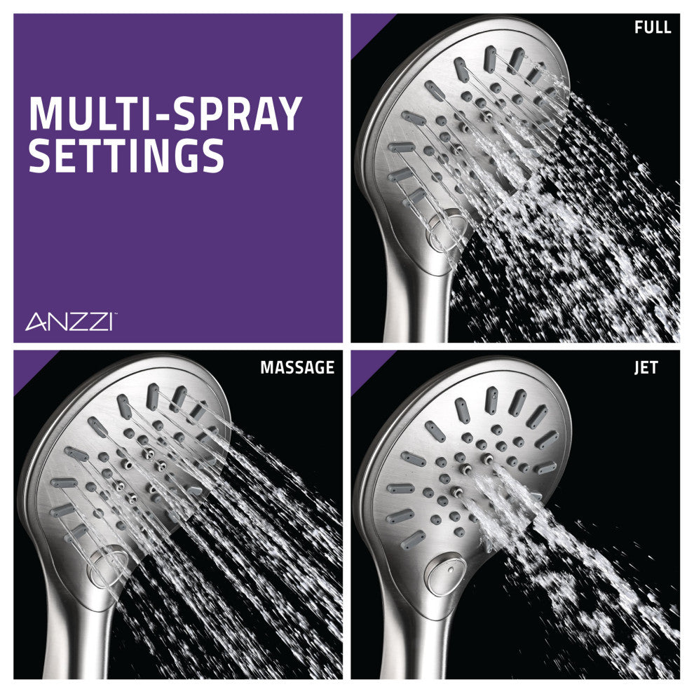 Valkrie 3-Spray Dual Wall Mount Fixed and Handheld Shower Head, Polished Chrome