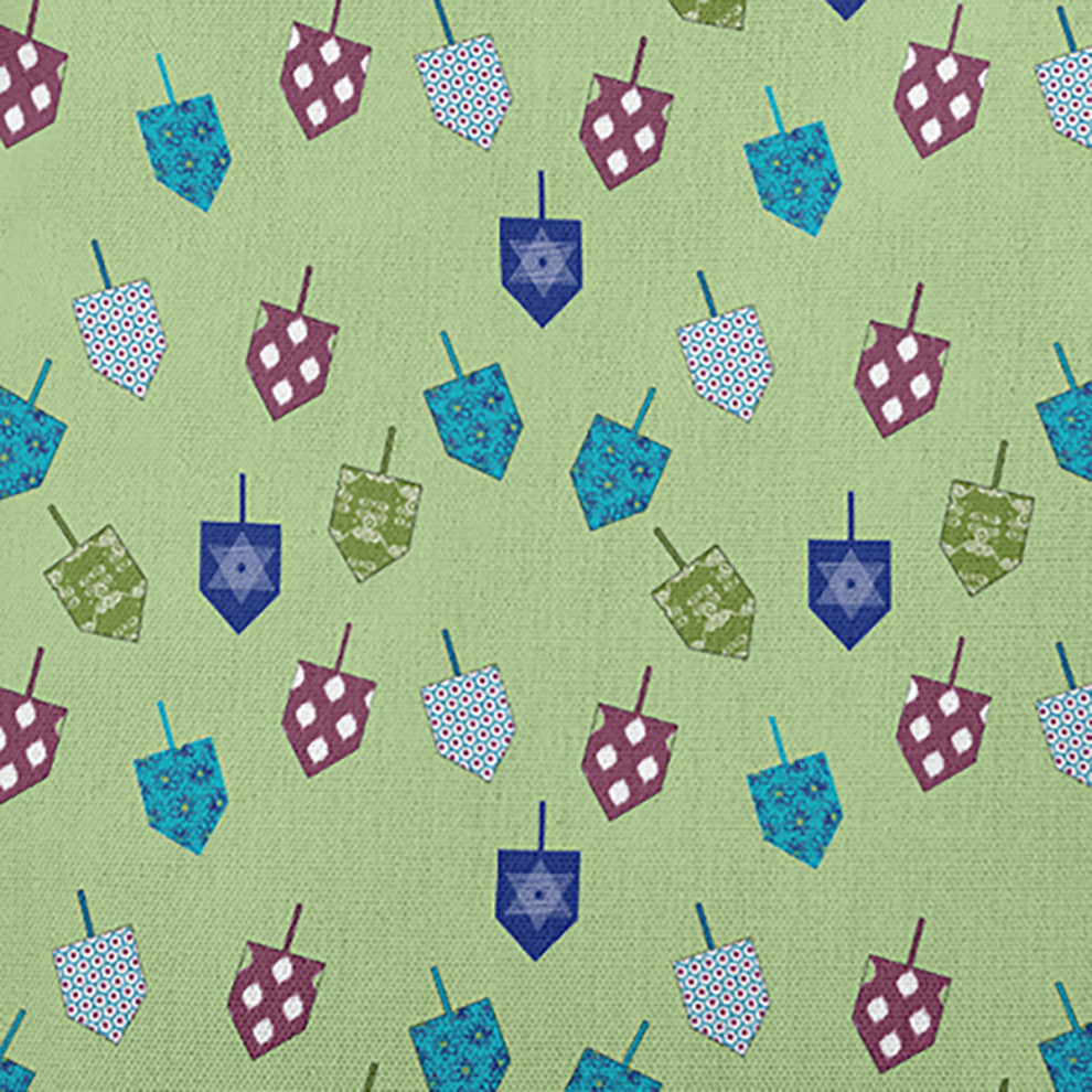 Dreidel Pattern Indoor/Outdoor Throw Pillow, Light Green, 20"x20"