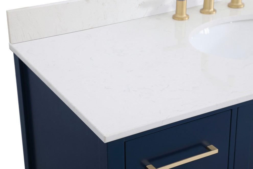 Iris 48" Single Bathroom Vanity, Blue With Backsplash