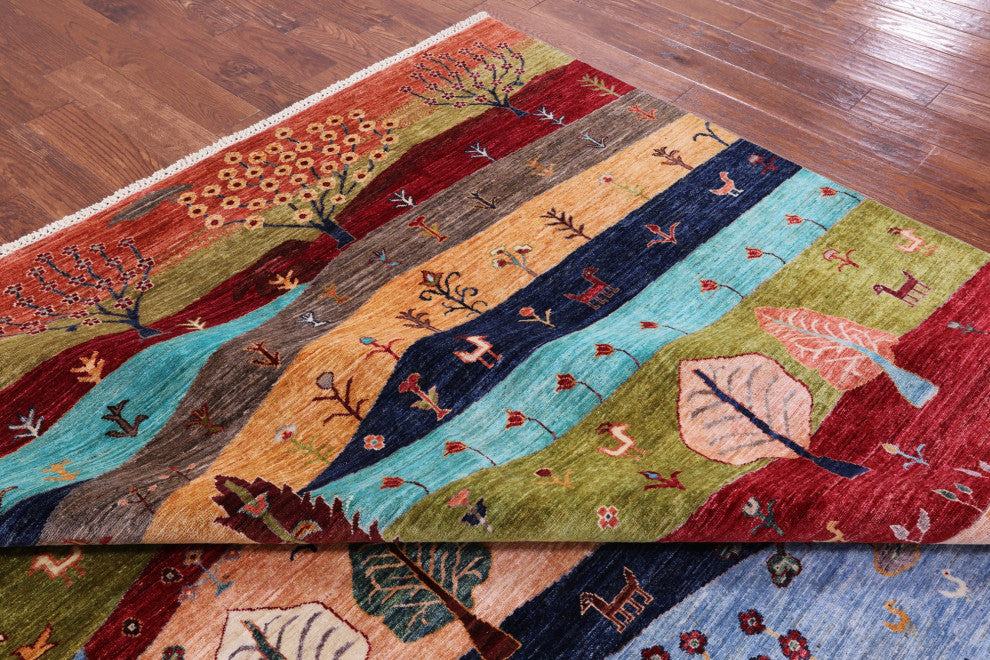9' 0" X 11' 7" Hand Knotted Tribal Persian Gabbeh Wool Rug - Q12807