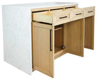 Palisade 48" Kitchen Island, Blonde, Engineered Marble