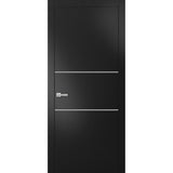 Solid French Door 28 x 80 | Planum 0110 Matte Black with| Bathroom