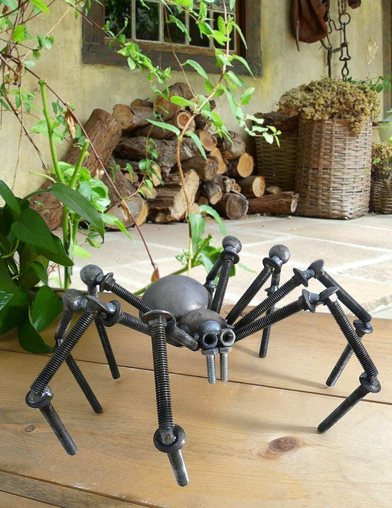 Recycled Metal Garden Spider Sculpture