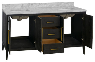Parisian 72" Bathroom Vanity, Dark Oak, Carrara Marble