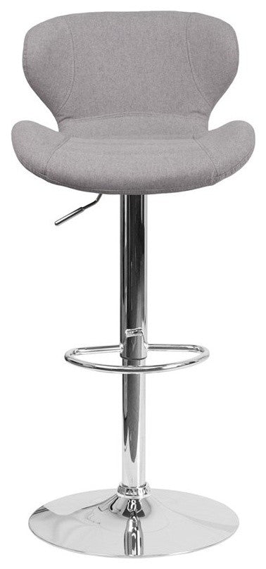 Estella Aila Mid-Back Gray Fabric Swivel Adjustable Barstool