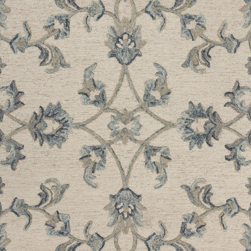 7' X 9' Light Blue Wool Hand Tufted Area Rug