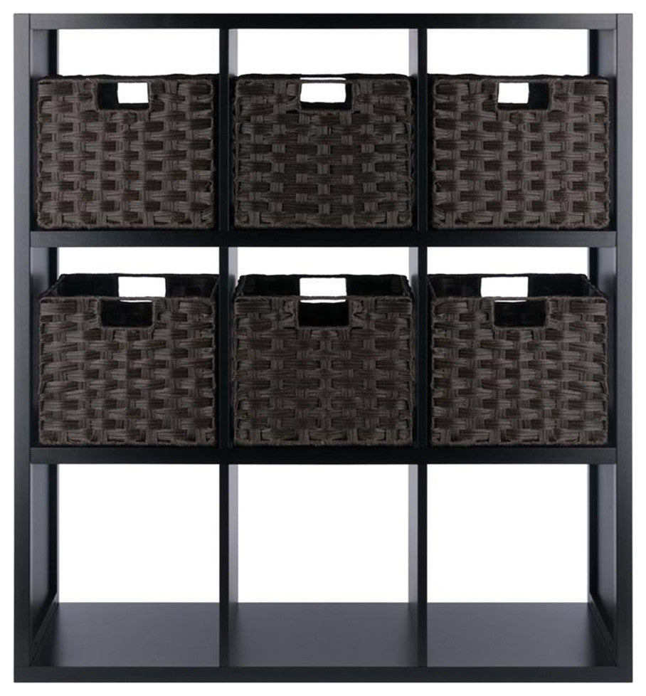 Timothy 7-Pc 3x3 Storage Shelf W/6 Foldable Woven Baskets