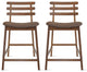 Dark Brown Wood Wooden With Ladder Back Cushion Counter Height Stools, Set of 2, Cappuccino