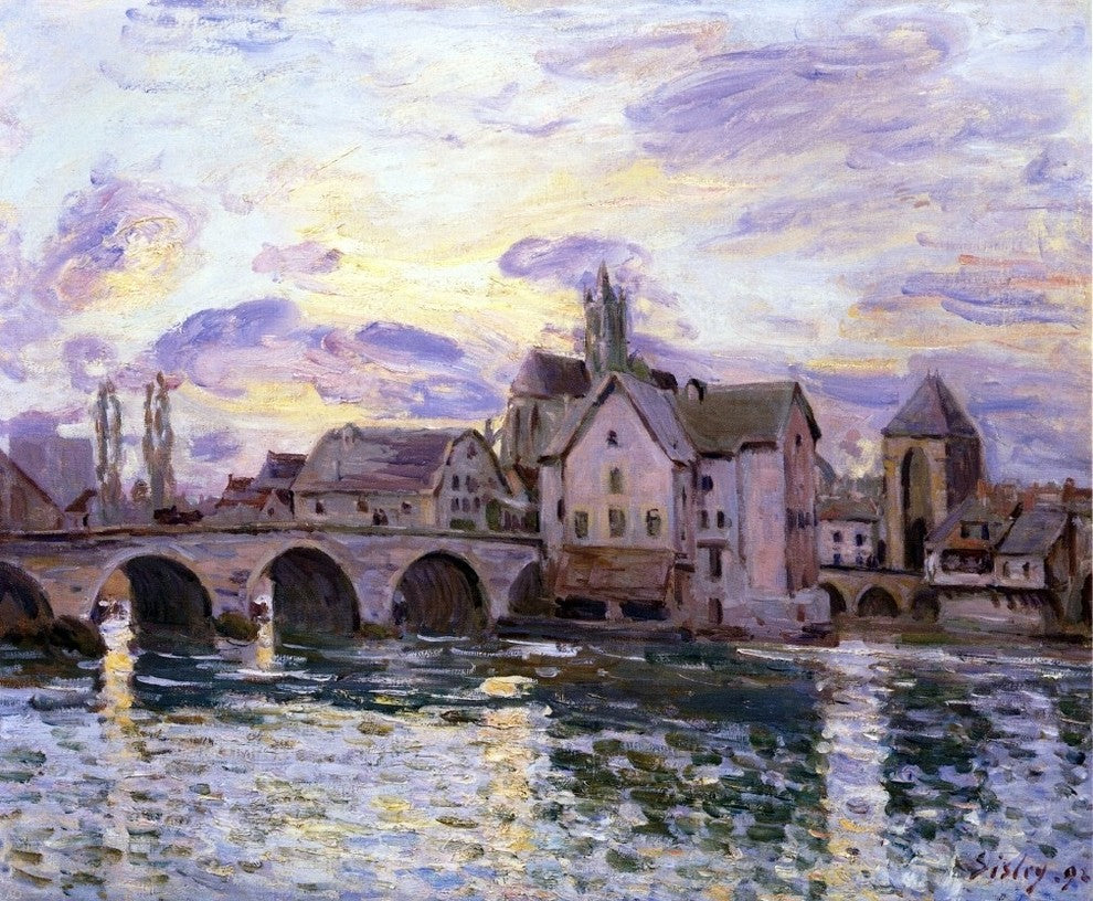Alfred Sisley The Bridge at Moret at Sunset - 20" x 25" Premium Canvas Print