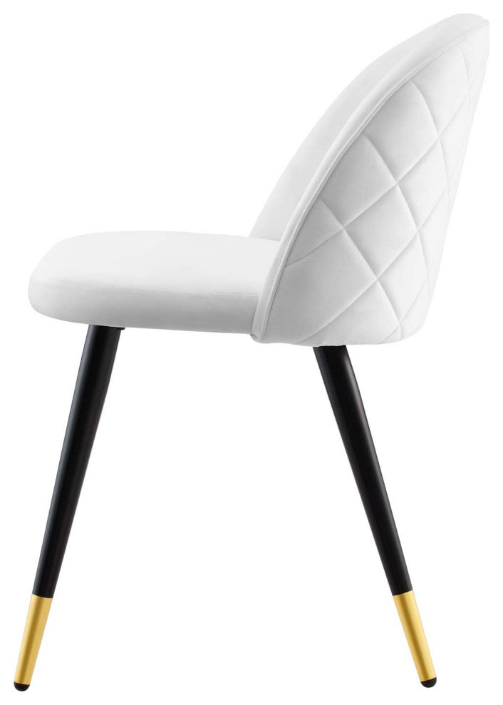 Side Dining Chair, Set of 2, Velvet, White, Cafe Bistro Restaurant Hospitality