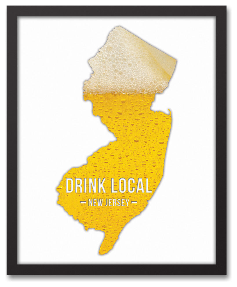 New Jersey Drink Local Beer Wall Art, Framed Canvas