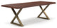 Brooks Dining Table, Americano, Brass, 40"x116",X-Base
