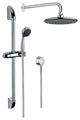 Chrome Shower System With Showerhead, Hand Shower With Sliding Rail, and Water C
