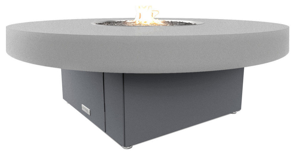 Circular Fire Pit Table, 48 D, Propane, Hilltop Grey Top, Gray