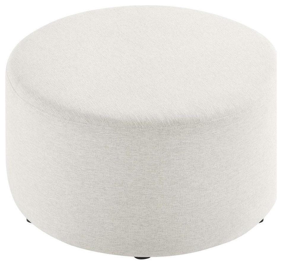 Callum Large 29 Round Woven Heathered Fabric Upholstered Ottoman