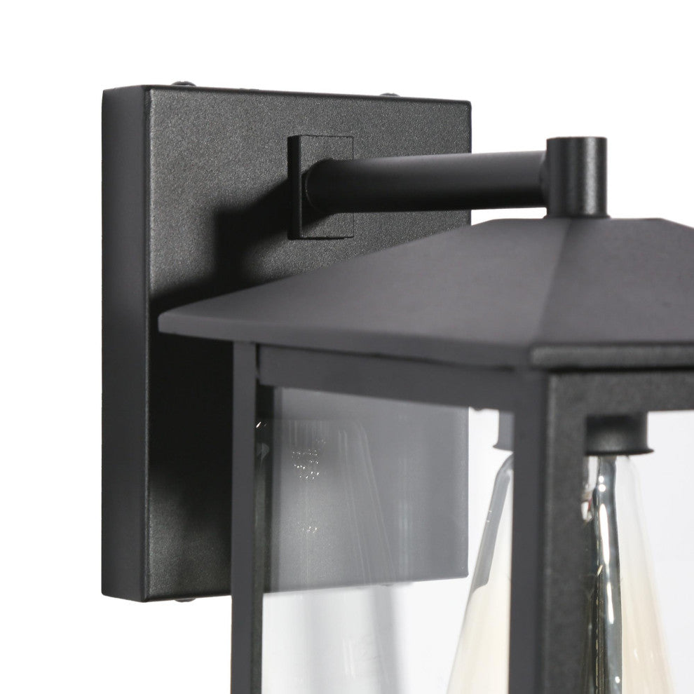 LNC 1-Light 11"H Matte Black and Clear Glass Modern Outdoor Wall Light