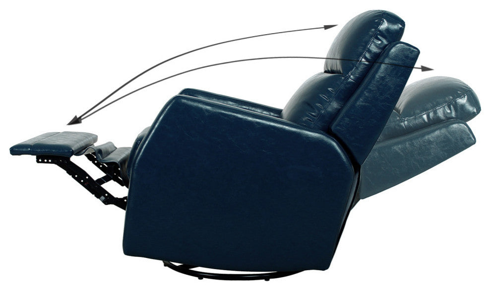 Upholstered Swivel Recliner With Tufted Back, Navy