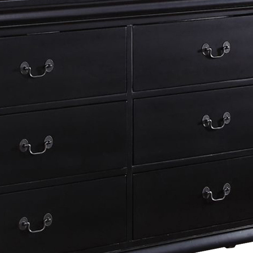 Benzara BM171579 Pine Wood 6 Drawer Dresser, Black