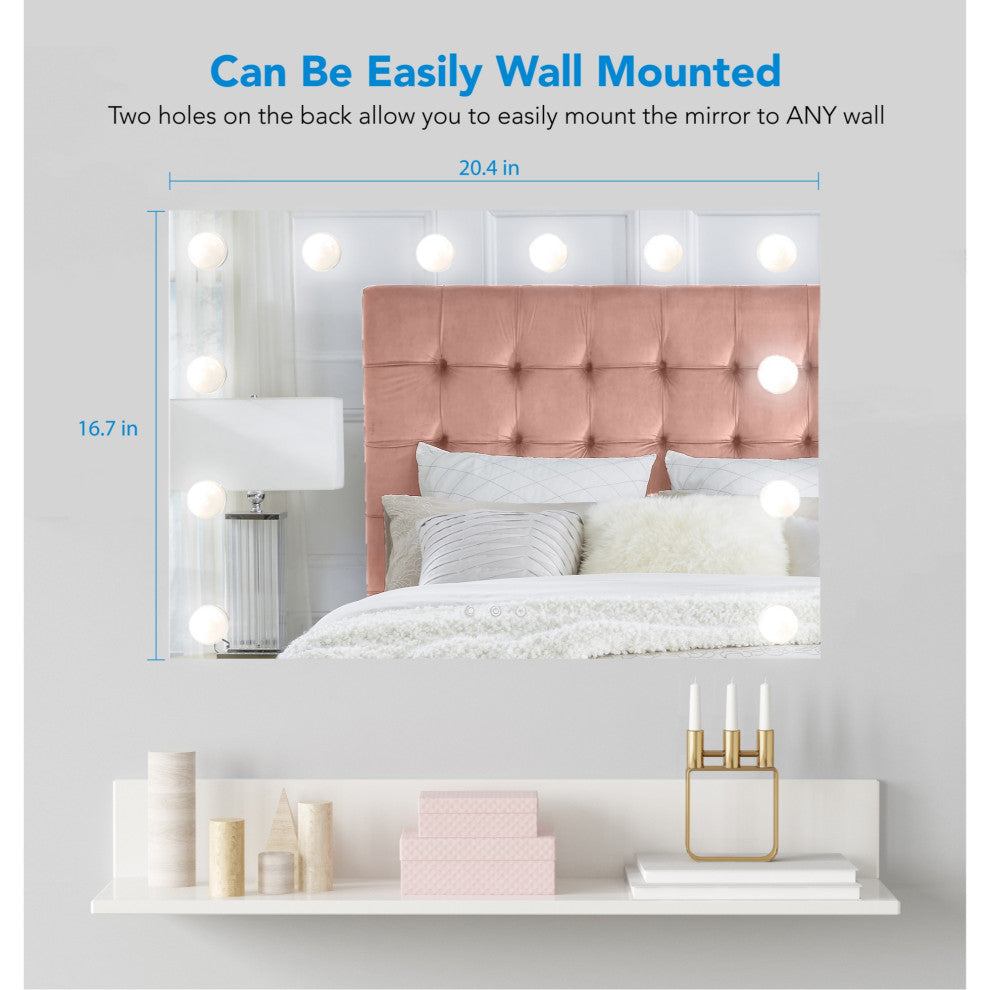 Inspired Home Abdirahman Mirror, LED Bulbs, Color Modes, 20.4Lx4.7Wx16.7H
