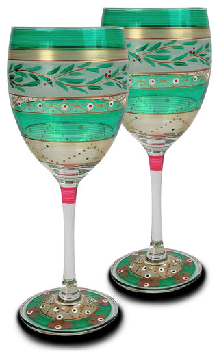 Christmas Garland Wine Glasses, Set of 2