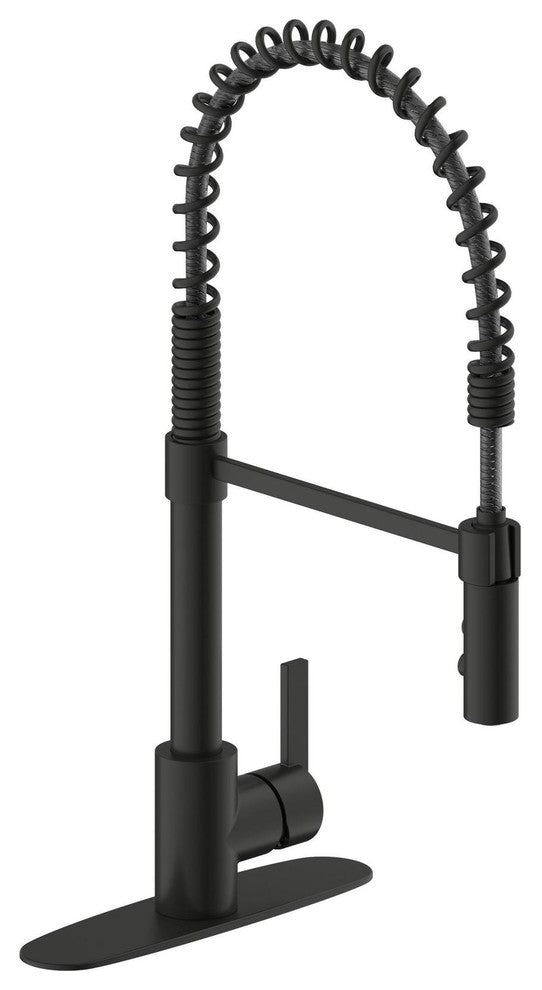 Palais Royal Single Handle, 1 or 3 Hole Pull-Down Kitchen Spring Faucet in Matte