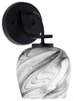 Cavella 1 Light Wall Sconce, Matte Black Finish, 6" Onyx Swirl Glass