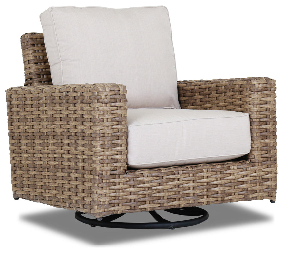 Havana Swivel Club Rocker With Cushions, Canvas Flax