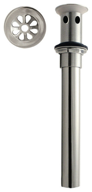 High-Flow Grid Lavatory Drain With Overflow Holes - Exposed In Polished Nickel